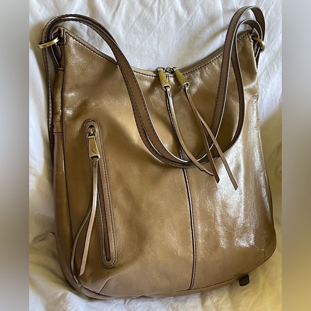 HOBO Taupe Leather Shoulder Convertible Bag